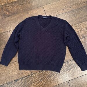 Brandy Melville  V-Neck Cable Knit Sweater - Navy